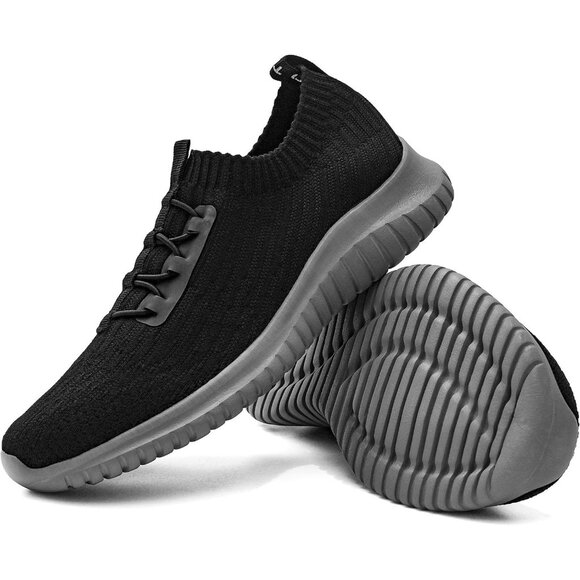Tiosebon Womens Black Slip On Walking Lightweight Running Memory Foam Sneakers - Picture 7 of 7